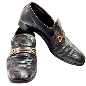 Mens Brown Lizard Nettleton Step In Chain Bit Loafers